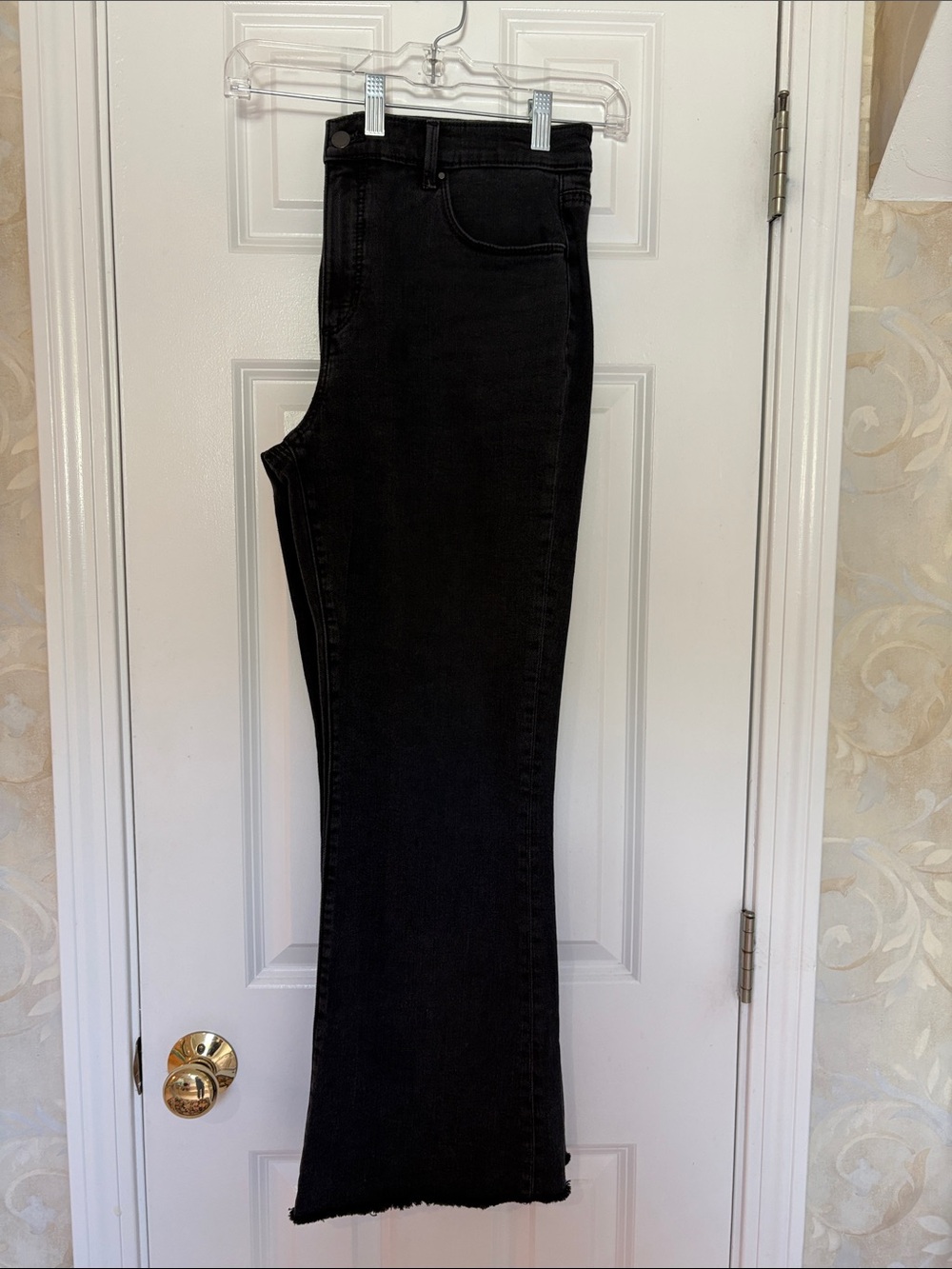 Ann Taylor The Boot Black Mid-Rise Frayed Bottom Jeans